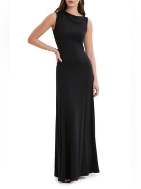 Marcella NYC Laurel Dress Gown Asymmetrical European Stretch Jersey XS